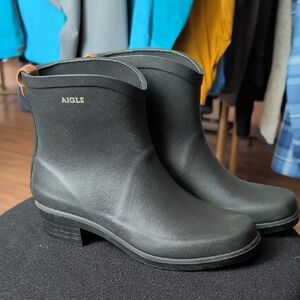 Aigle Short Black Rain Ankle Boots